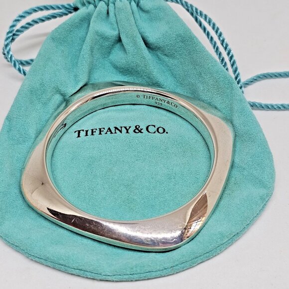 Estate Tiffany & Co. 925 Sterling Silver Square Knife Edge Bangle Bracelet - Picture 1 of 14
